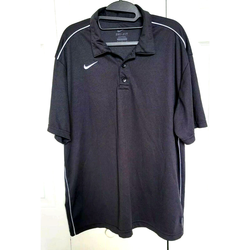 Nike Dri Fit Polo Black/ White Trim Short Sleeve